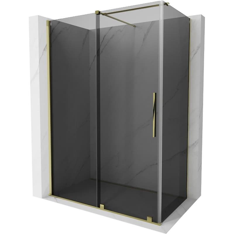 MEXEN/S - Velár sprchovací kút, posuvné dvere 140 x 85, grafit, zlato 871-140-085-41-50