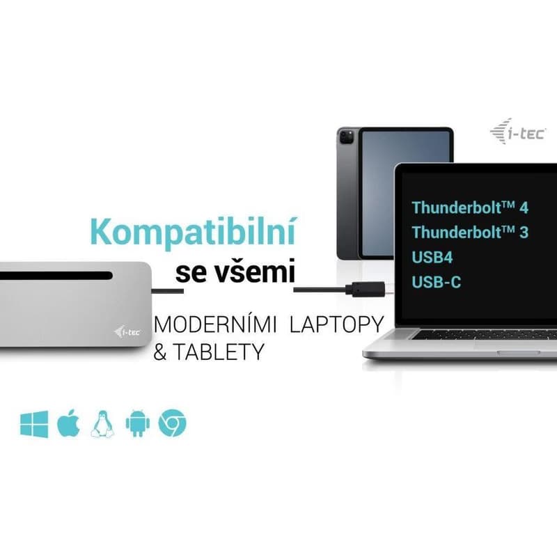 i-tec USB-C Metal Ergonomic 4K 3x Display Docking Station, PD 100W + i-tec Universal Charger 100W (bundle) 4
