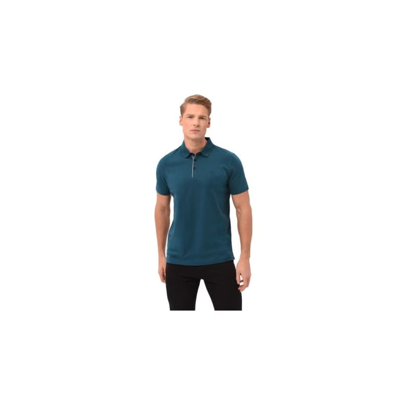 Pánske polo tričko s krátkym rukávom VOLCANO NIKOS-603-TURQUOISE 1