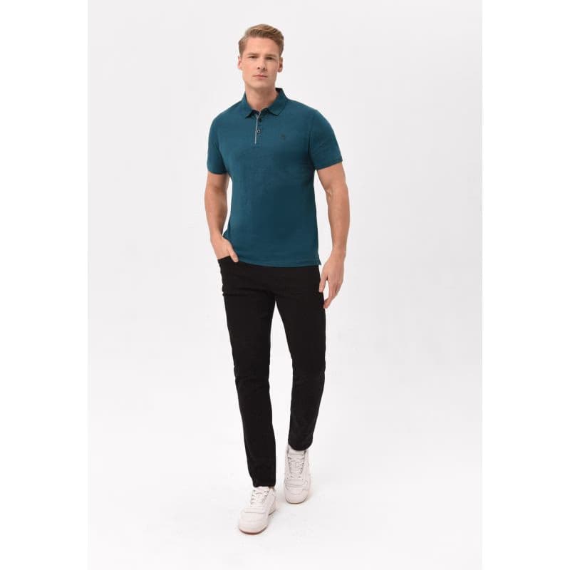 Pánske polo tričko s krátkym rukávom VOLCANO NIKOS-603-TURQUOISE 4