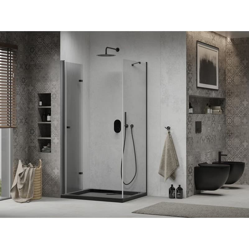 MEXEN/S - Lima sprchovací kút 80x120, transparent, čierna + čierna vanička so sifónom 856-080-120-70-00-4070B 4