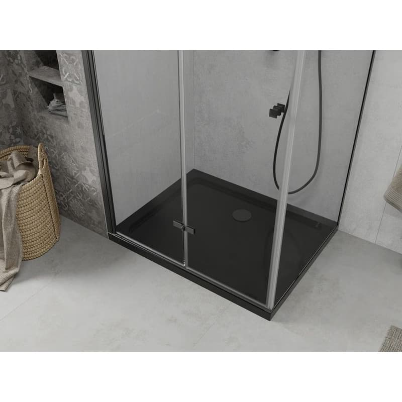 MEXEN/S - Lima sprchovací kút 80x120, transparent, čierna + čierna vanička so sifónom 856-080-120-70-00-4070B 5