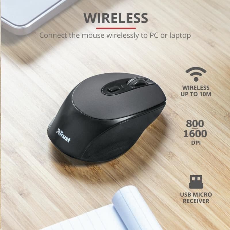 TRUST bezdrôtová Myš Zaya Rechargeable Wireless Mouse - black 3