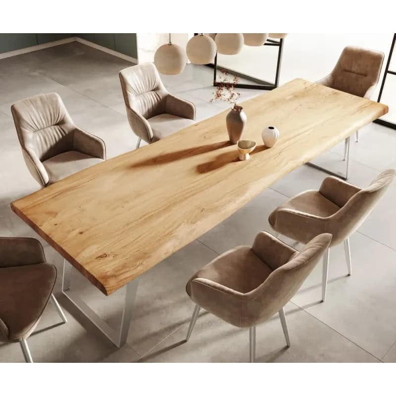Jedálenský stôl Edge 300x100 cm XL akácia prírodná nerezová oceľ 5