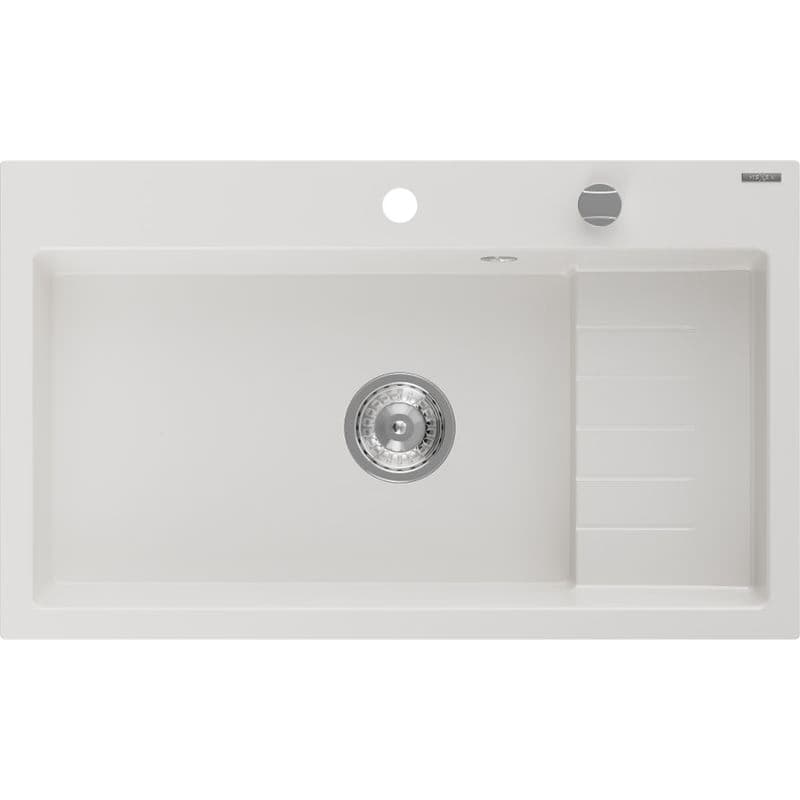 MEXEN MEXEN - Omar granitový drez 1 s odkvapkávačom 800 x 480 mm, biela, sifón chróm 6520801005-20 1