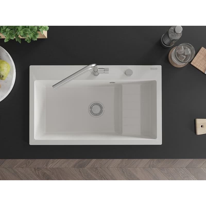 MEXEN MEXEN - Omar granitový drez 1 s odkvapkávačom 800 x 480 mm, biela, sifón chróm 6520801005-20 4