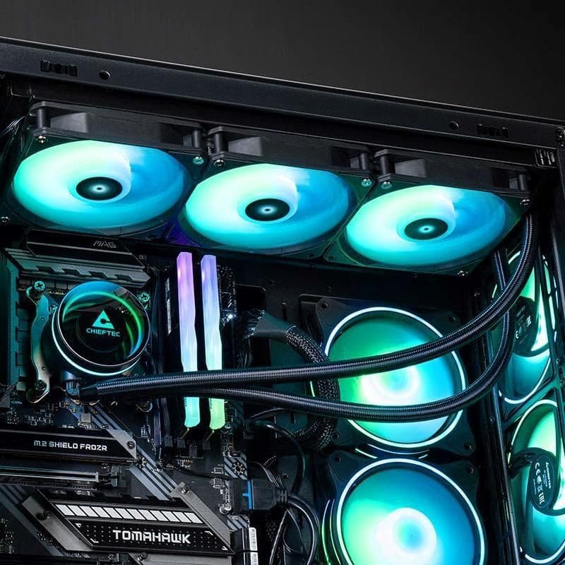 CHIEFTEC vodné chladenie CPU Iceberg 360, 2x360mm ARGB, ARGB vodný blok, LGA1851, AM5, čierna 2