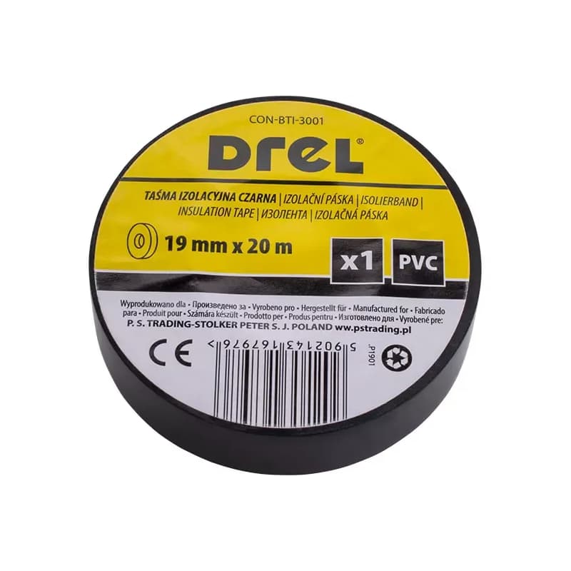 DREL Izolačná páska PVC čierna 19mm x 0,18mm x 20m
