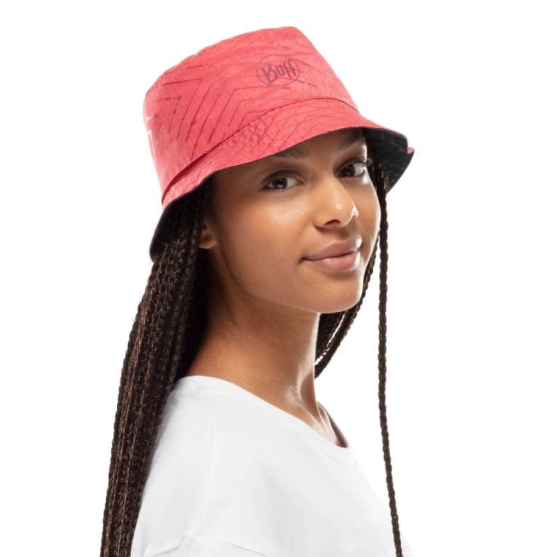 Klobúk BUFF TRAVEL BUCKET HAT COLLAGE RED-BLACK -RED-Standard 5