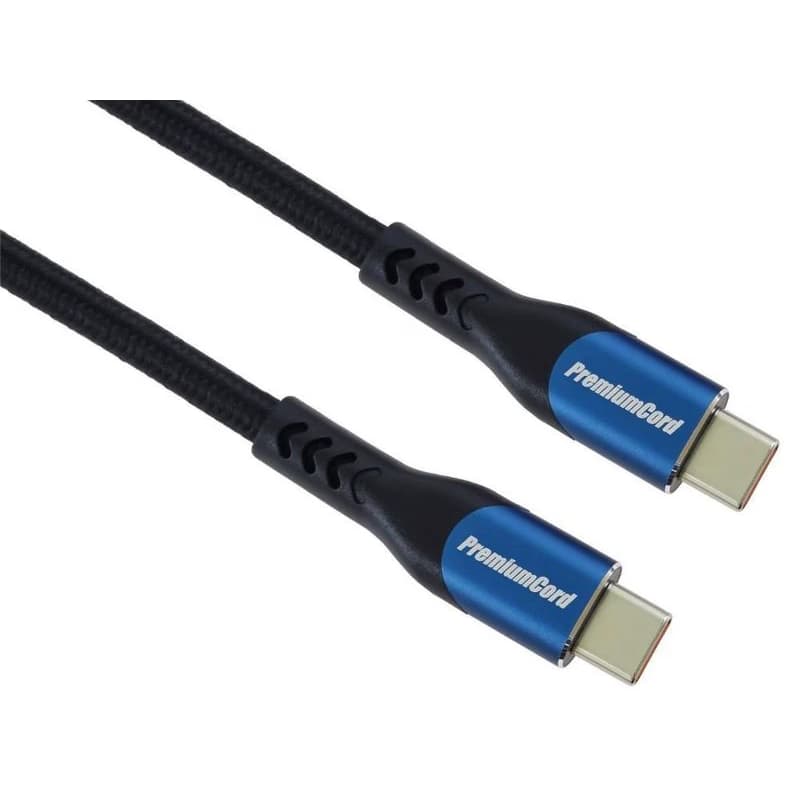 PremiumCord USB-C kábel (USB 3.2 GEN 2x2, 5A, 100W, 20Gbit/s) 1m, bavlnený oplet 2