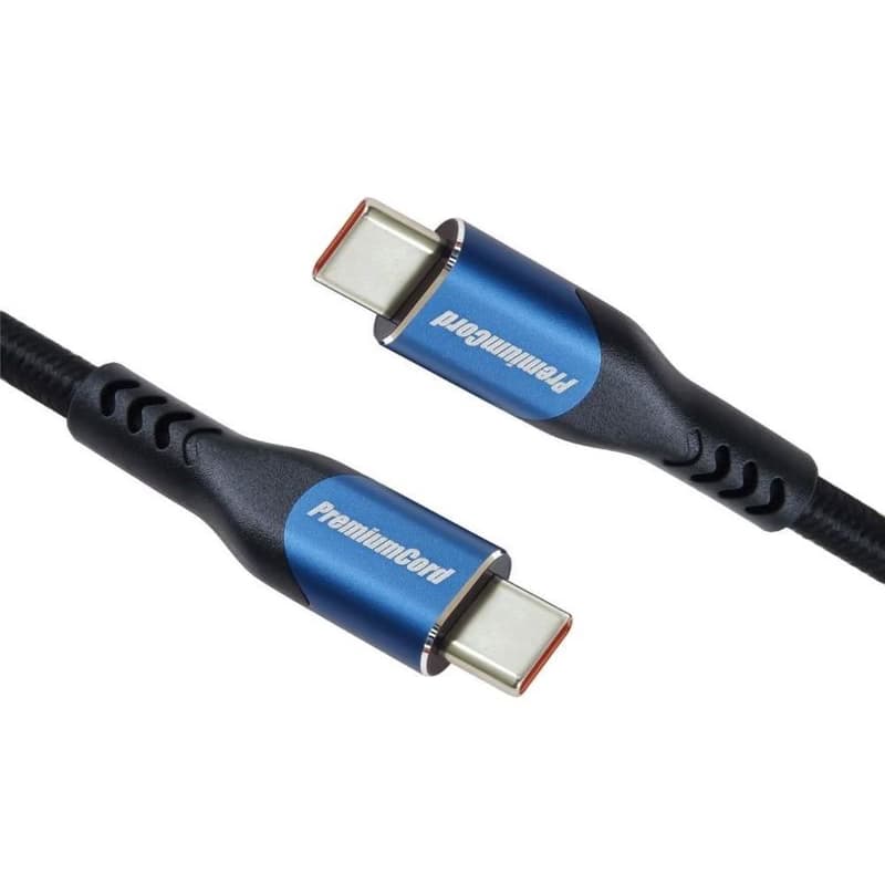 PremiumCord USB-C kábel (USB 3.2 GEN 2x2, 5A, 100W, 20Gbit/s) 1m, bavlnený oplet 3