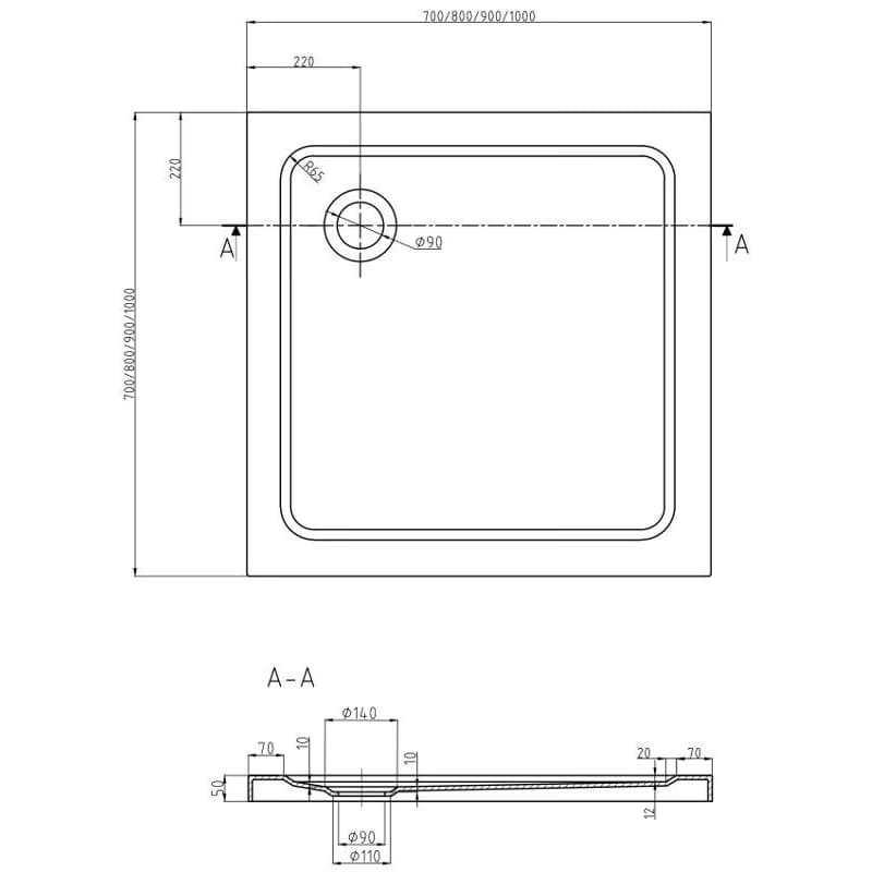 Mexen Slim 100 x 100 cm 40101010 5