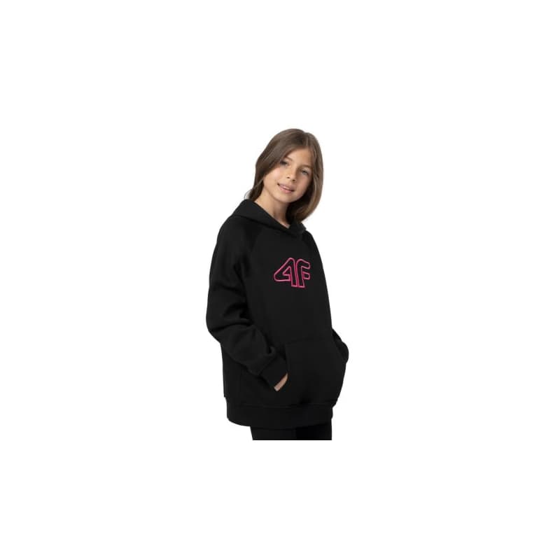 Dievčenská mikina s kapucňou 4F JUNIOR SWEATSHIRT F217-20S-DEEP BLACK