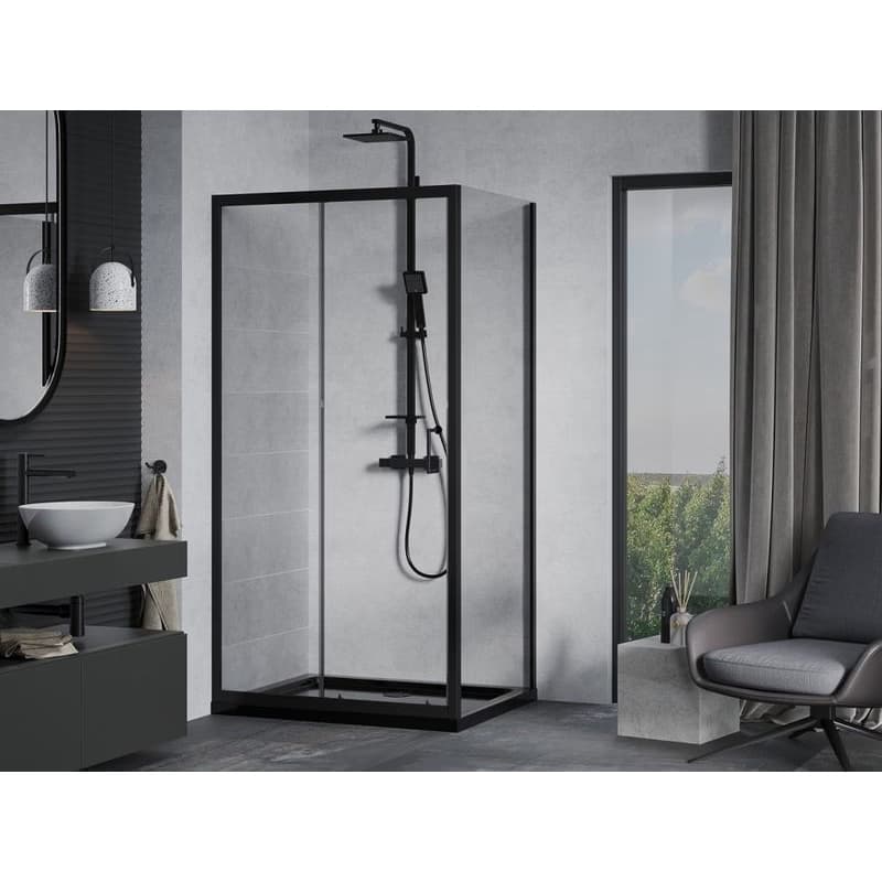 MEXEN/S - Apia Sprchovací kút 100x80, transparent, čierna + vanička so sifónom 840-100-080-70-00-4070B 2