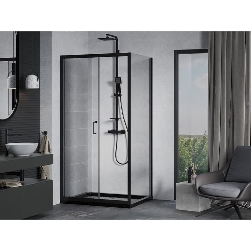 MEXEN/S - Apia Sprchovací kút 100x80, transparent, čierna + vanička so sifónom 840-100-080-70-00-4070B 3