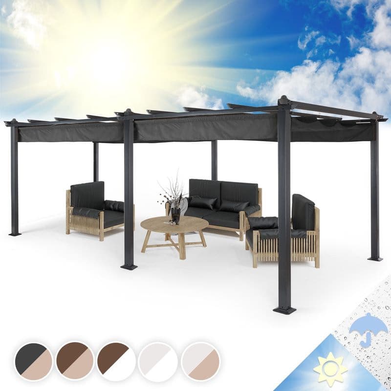 Blumfeldt Pantheon, pergola, prístrešok, 3 x 6 m, hliník, strieška proti slnku, polyester, sivá 1