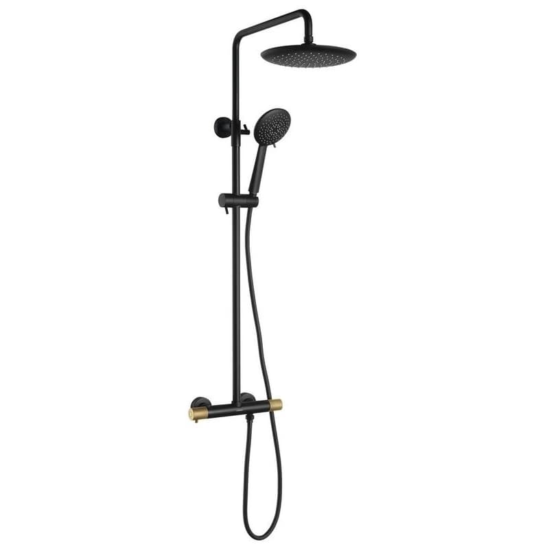 SAPHO - SOLARIS sprchový stĺp s termostatickou batériou, čierna/zlato mat WD139G 1