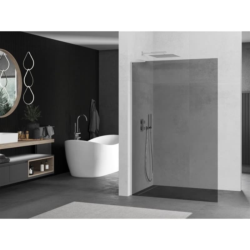 MEXEN/S - Kioto L Sprchová zástena WALK-IN 90 x 200, grafit, chróm 800-090-103-01-40 2