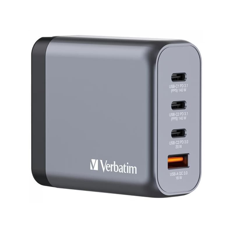 VERBATIM GaN Nabíjačka do siete GNC-200, 200W, 3x USB-C, 1x USB 4