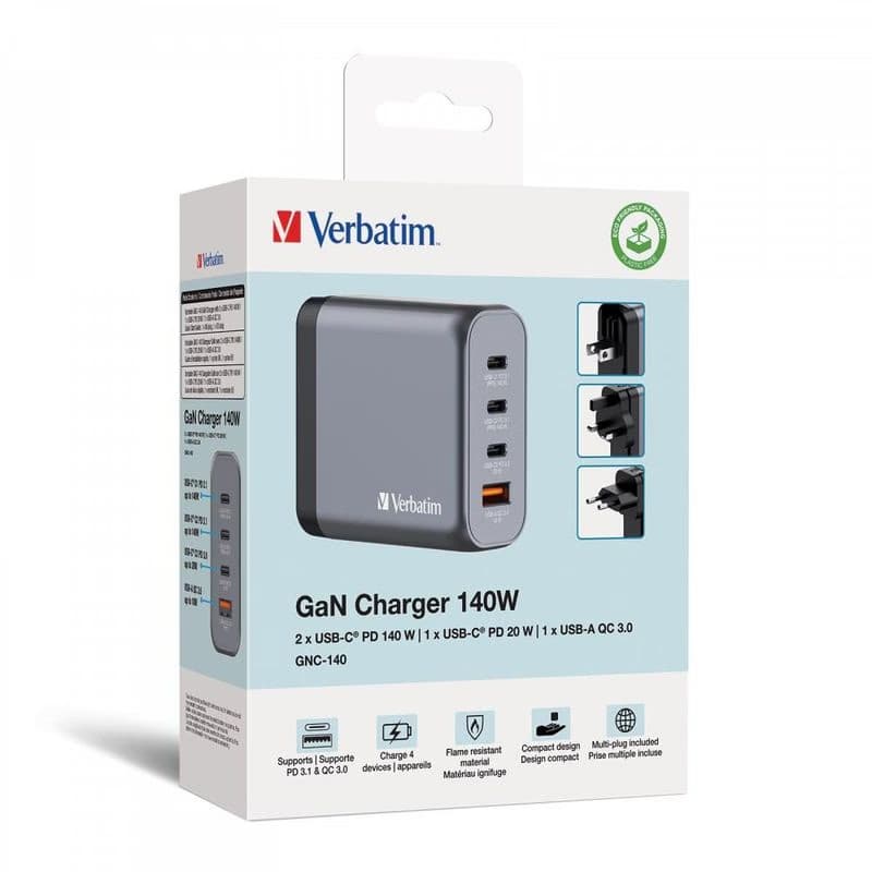 VERBATIM GaN Nabíjačka do siete GNC-200, 200W, 3x USB-C, 1x USB 6