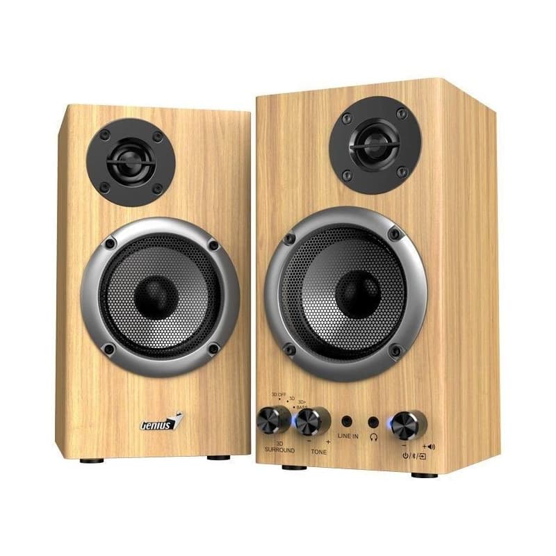 Genius SP-HF520BT Reproduktory, 2.0, 20W, Bluetooth, 3,5mm jack, drevené, hnedé