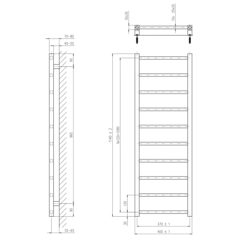 SAPHO - METRO LIGHT vykurovacie teleso 400x1140 chróm IR445R 2