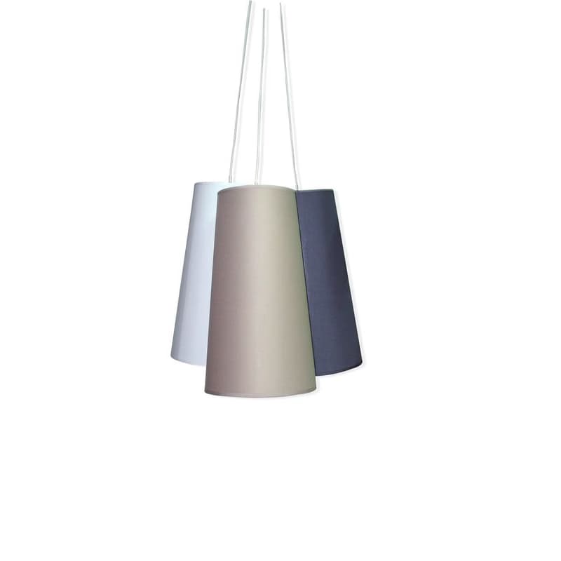 Estila Dizajnová moderná trojitá závesná lampa Treicolor v sivej a modrej fabre v kužeľovom tvare z textilu 40 cm