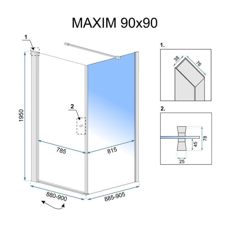 REA - Náhradný pevný diel - Maxim 90x90 pravý REA-K0267 ND02-REA-K0267 5