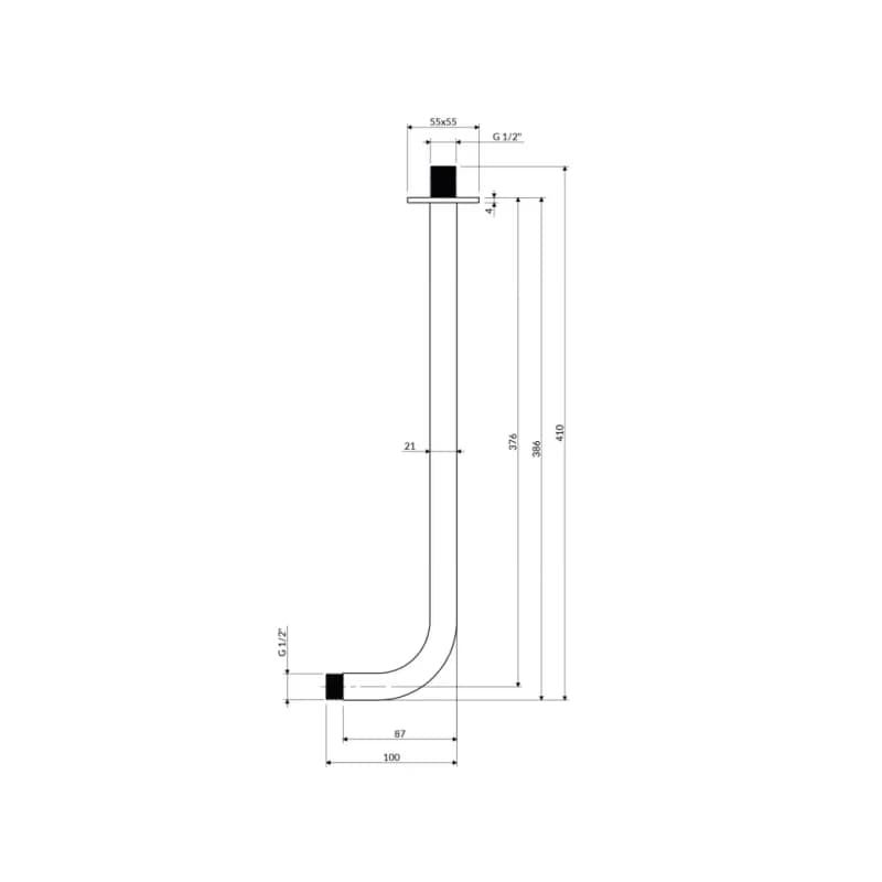 OMNIRES - nástenné sprchové rameno, 40 cm antracyt /AT/ RA01C/KAT 5