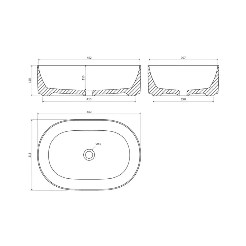 OMNIRES - MESA umývadlo na dosku, 46 x 31 cm biela lesk /BP/ MESA460BP 2