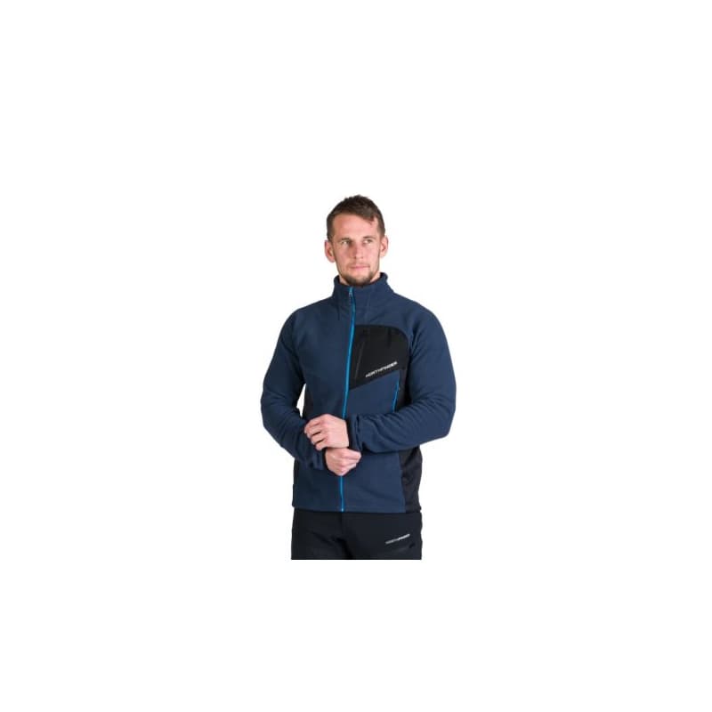 Pánska turistická flisová mikina so zipsom NORTHFINDER FULVIO-612navyblack