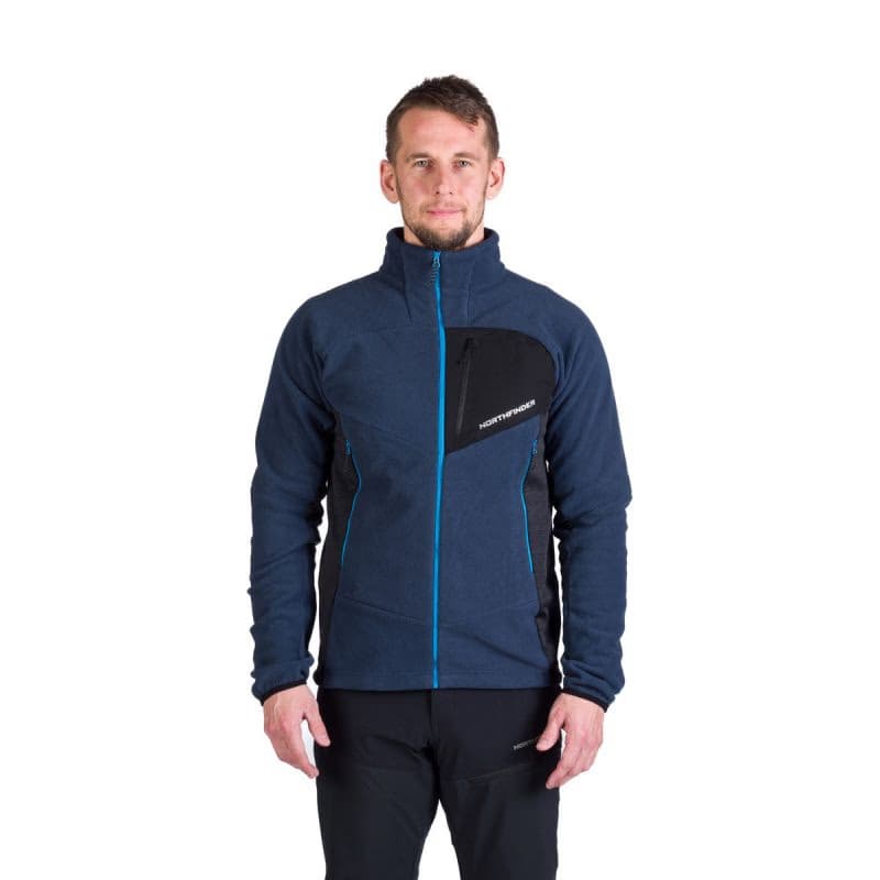 Pánska turistická flisová mikina so zipsom NORTHFINDER FULVIO-612navyblack 2