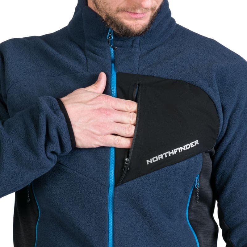 Pánska turistická flisová mikina so zipsom NORTHFINDER FULVIO-612navyblack 6
