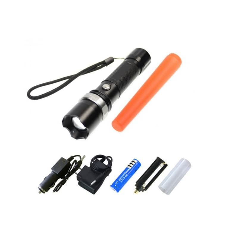AKU svietidlo CREE T6 ZOOM + výstražná násada 1