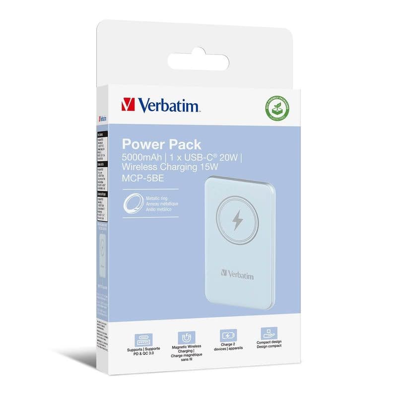 VERBATIM Powerbanka Charge 'n' Go, Magnetická, 5000 mAh, USB-C, Modrá 4