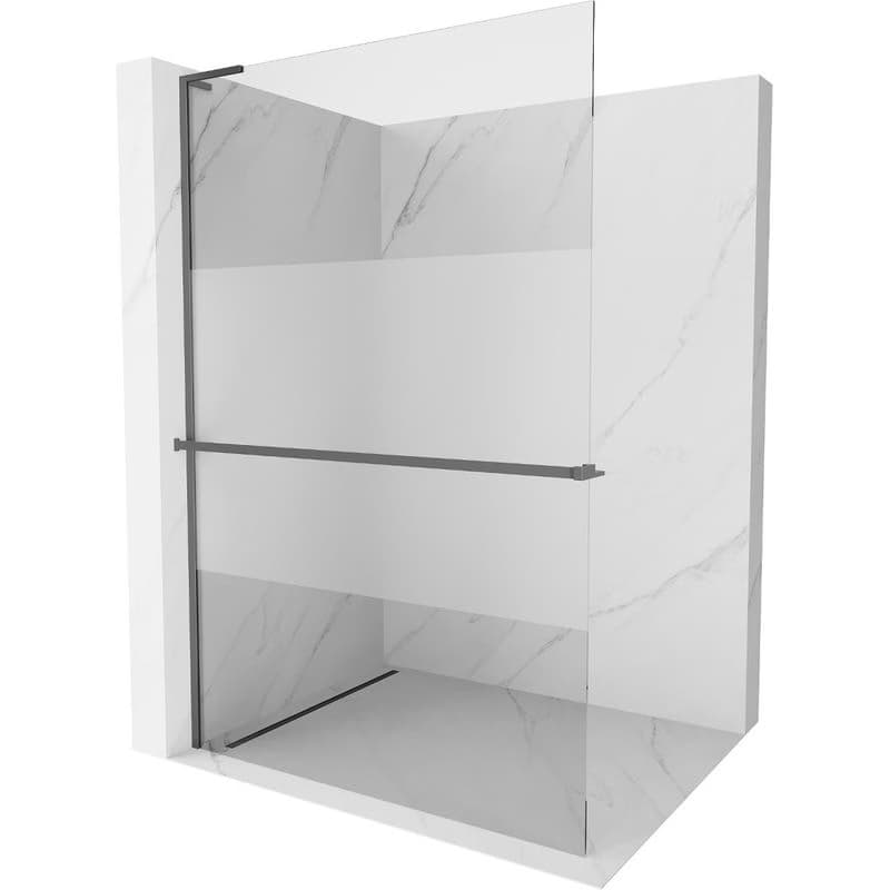 MEXEN/S - Kioto+ L Sprchová zástena WALK-IN s poličkou a držiakom uterákov 70 x 200, transparent/dekor, grafit metal 800-070-123-95-35