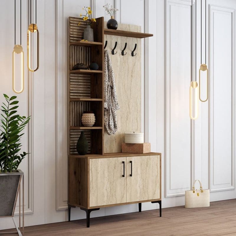 Predsieňová stena Viyana D - Walnut, Travertine 1