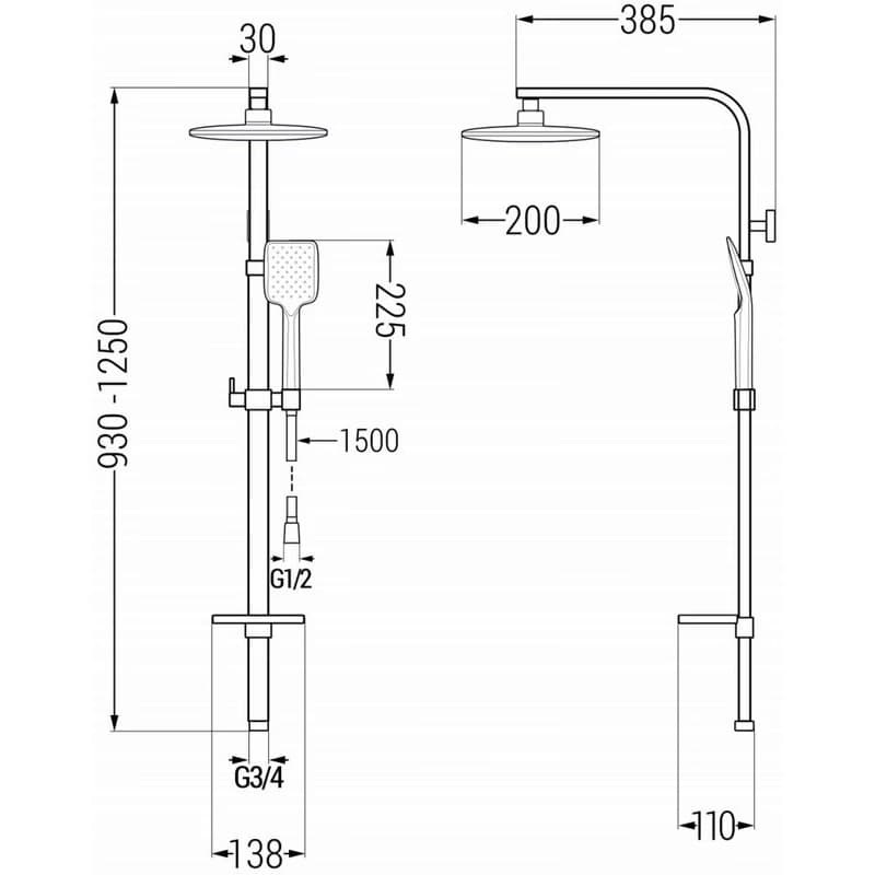 MEXEN/S - Q62 chróm sprchový stĺp 798626295-00 2