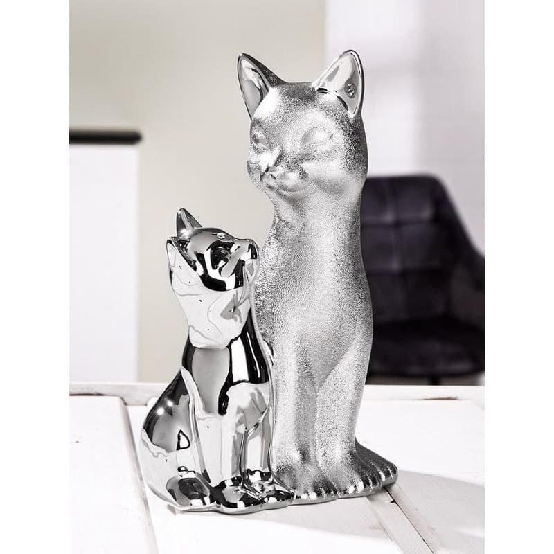 Porcelánové mačky "Katzenpaar" strieborné 1