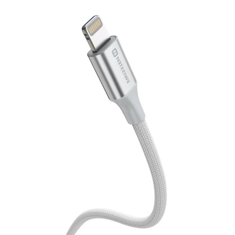 SWISSTEN DÁTOVÝ KÁBEL TEXTILE II USB-C / LIGHTNING 1,5 M BIELÝ 4