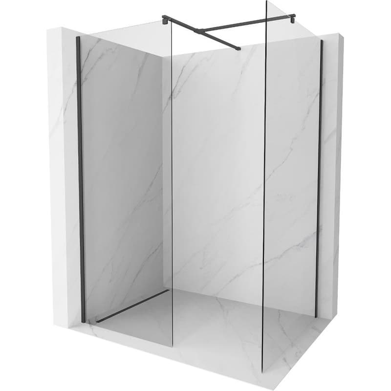 MEXEN/S - Kioto Sprchová zástena WALK-IN 80 x 80, transparent, čierna 800-080-202-70-00-080