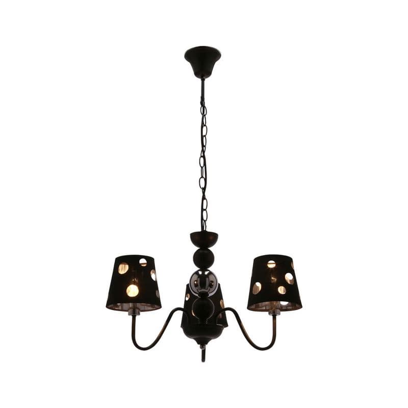 Čierna závesná lampa s lustrom 3xE14 Batley Ledea 2