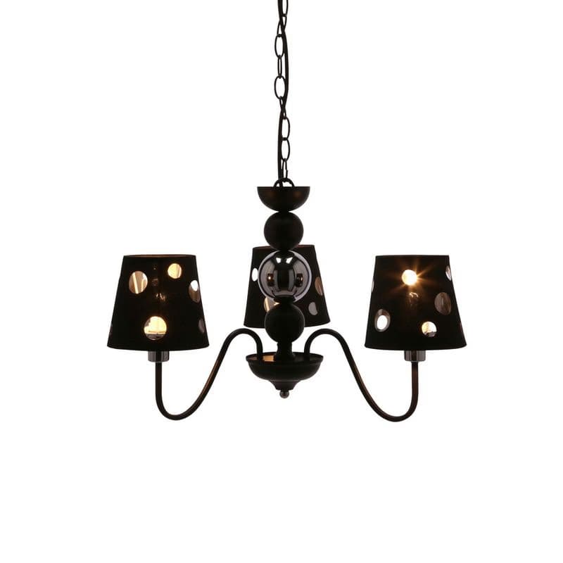 Čierna závesná lampa s lustrom 3xE14 Batley Ledea 4