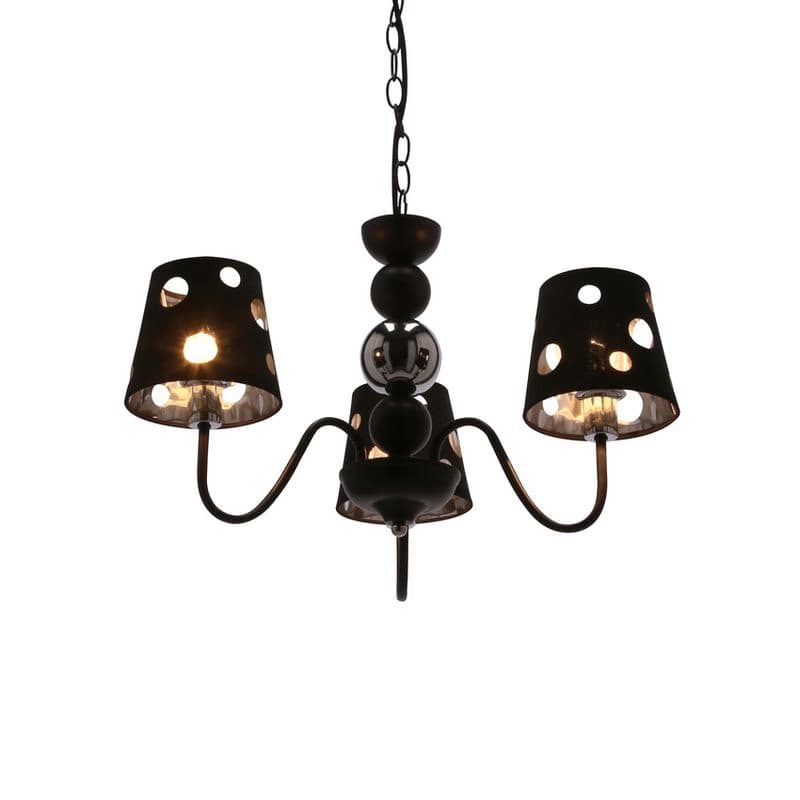 Čierna závesná lampa s lustrom 3xE14 Batley Ledea 5