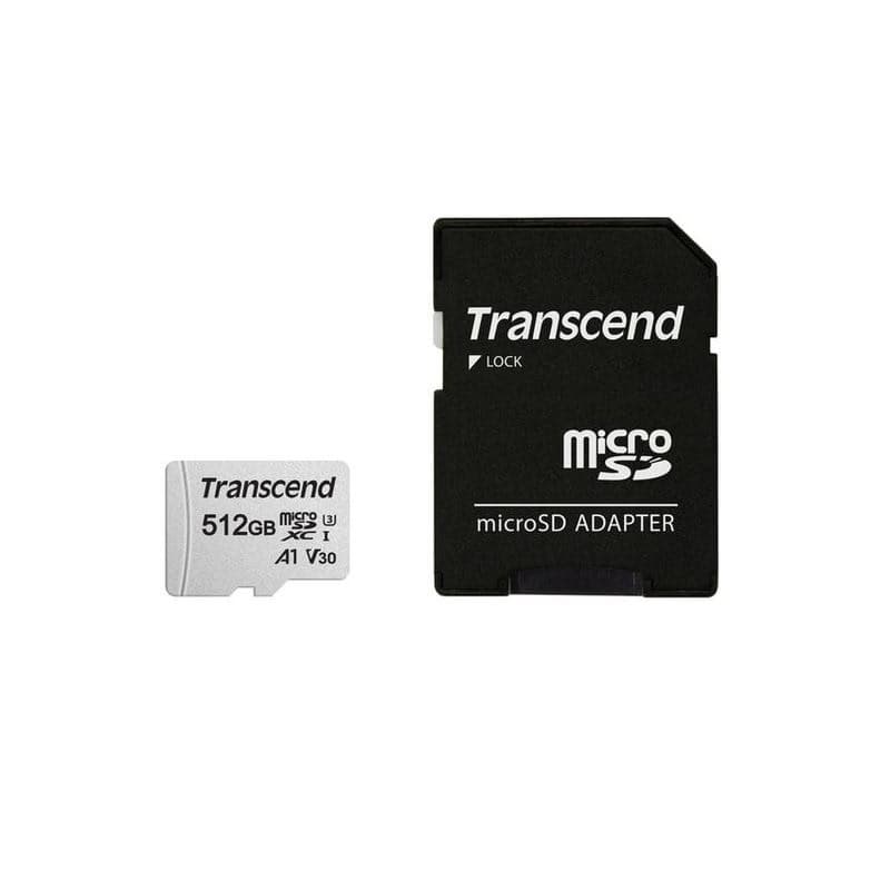 Transcend 512GB microSDXC 300S UHS-I U3 V30 A1 (Class 10) pamäťová karta (s adaptérom), 95MB/s R, 40MB/s W 1