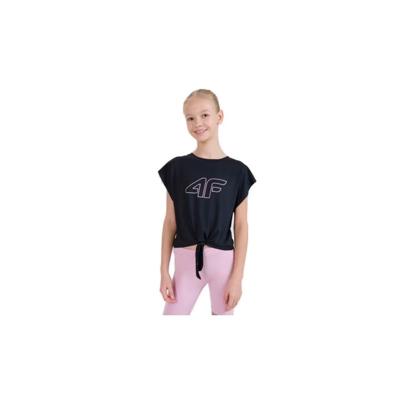 Dievčenské tréningové tričko s krátkym rukávom 4F JUNIOR TSHIRT FNK F1184-20S-DEEP BLACK 1