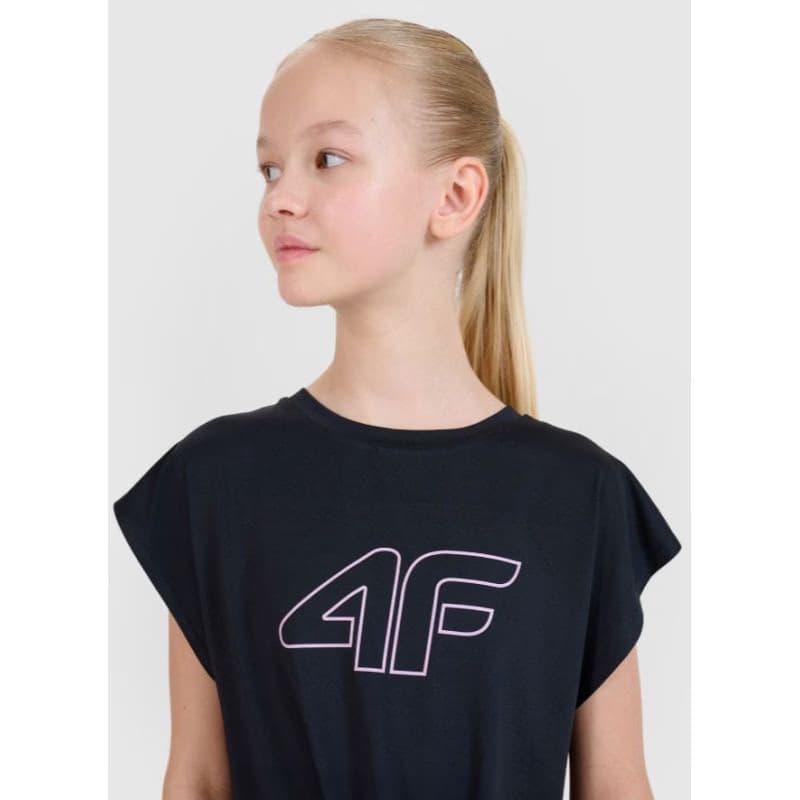 Dievčenské tréningové tričko s krátkym rukávom 4F JUNIOR TSHIRT FNK F1184-20S-DEEP BLACK 2