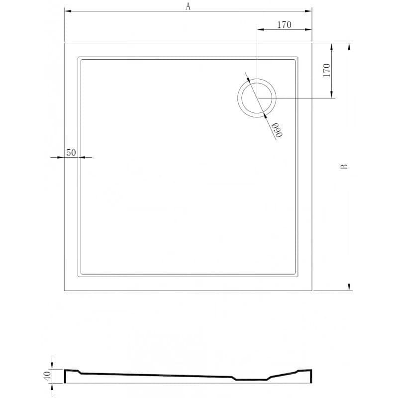 MEXEN - Flow Sprchová vanička štvorcová slim 80 x 80, biela lesk 46S108080 6
