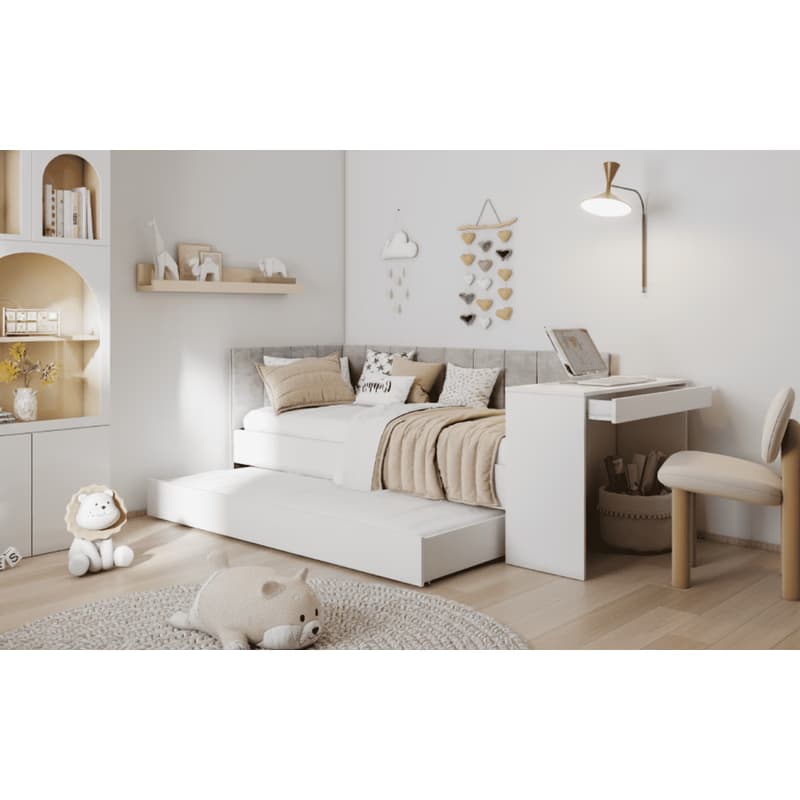 ArtBed Detská posteľ FREYA s prístelkou a so stolíkom | biela 80 x 180 cm 2