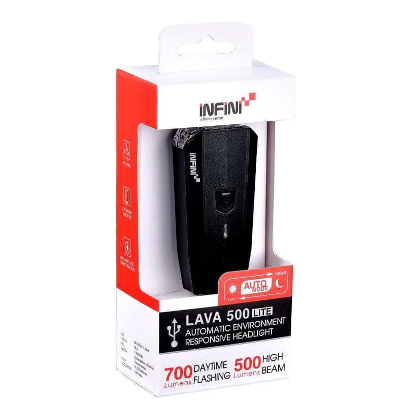 Svetlo na bicykel INFINI LAVA 500 Lite predné 6f čierne USB 3
